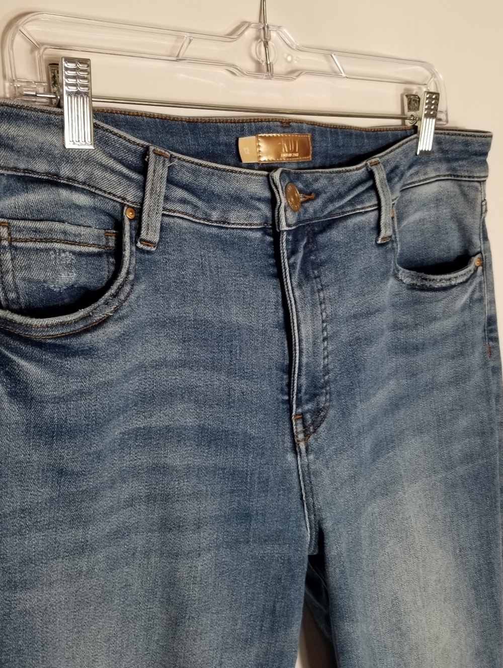 KUT FROM THE KLOTH Kelsey Fab Ab Ankle Flare Jeans Women's 12 Blue High Rise - Picture 3 of 10